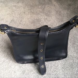 COACH dark navy blue leather shoulder bag
